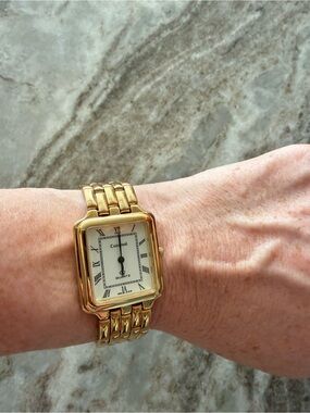 Cardinal Gold-Tone Rectangular Quartz Bracelet Watch